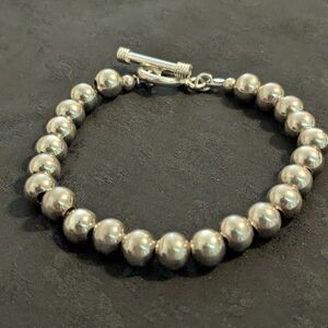 Vintage 8mm Ball Bead Sterling Silver Bracelet Made In Italy 7 Inch